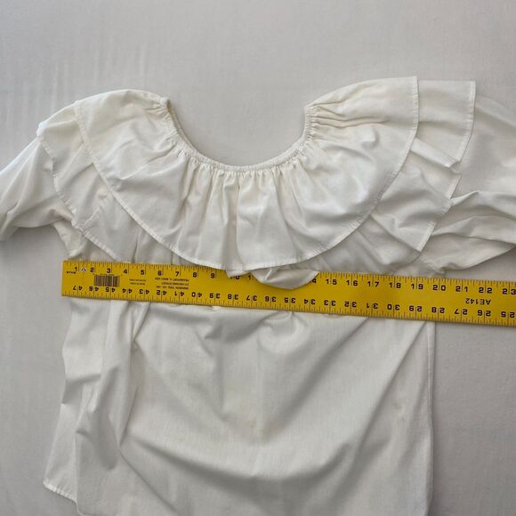 Rockmount Ranch Wear Ruffle Top Blouse Womens Medium White USA Western VTG - Picture 9 of 10